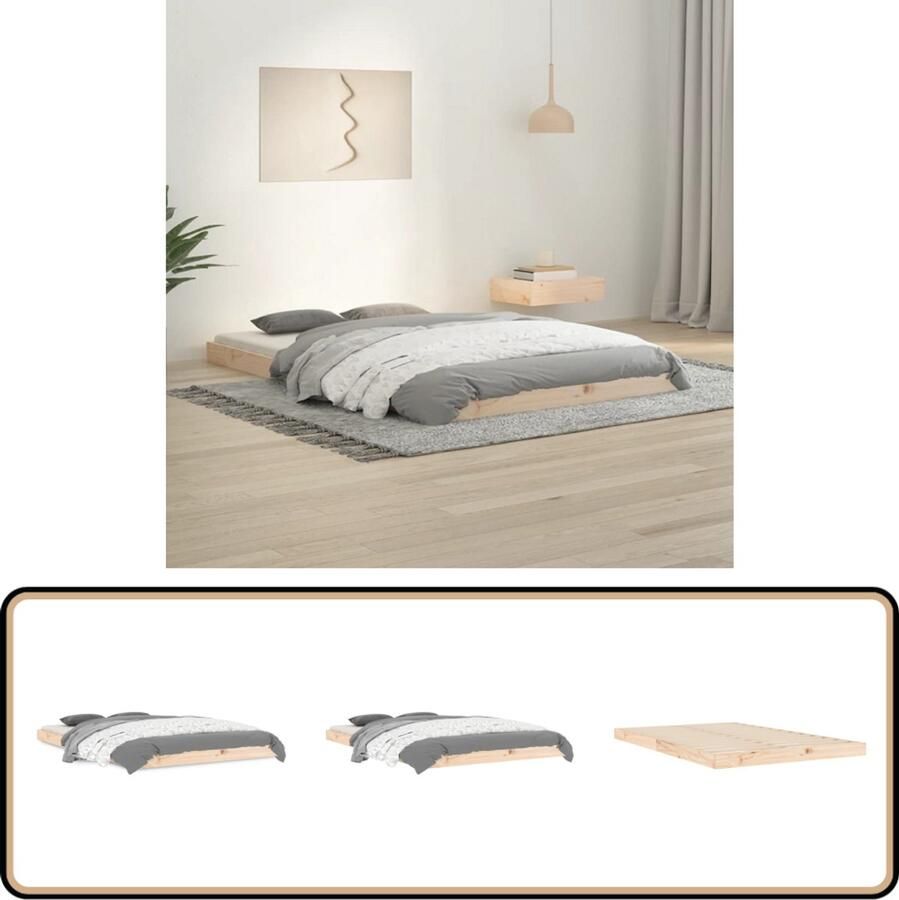 The Living Store Bedframe massief grenenhout 120x190 cm 4FT Small Double Bedframe Bedframes Ledikant Ledikanten Bed Bedden Bed Frame Bed Frames Houten Bedframe Houten Bedframes Bedombouw