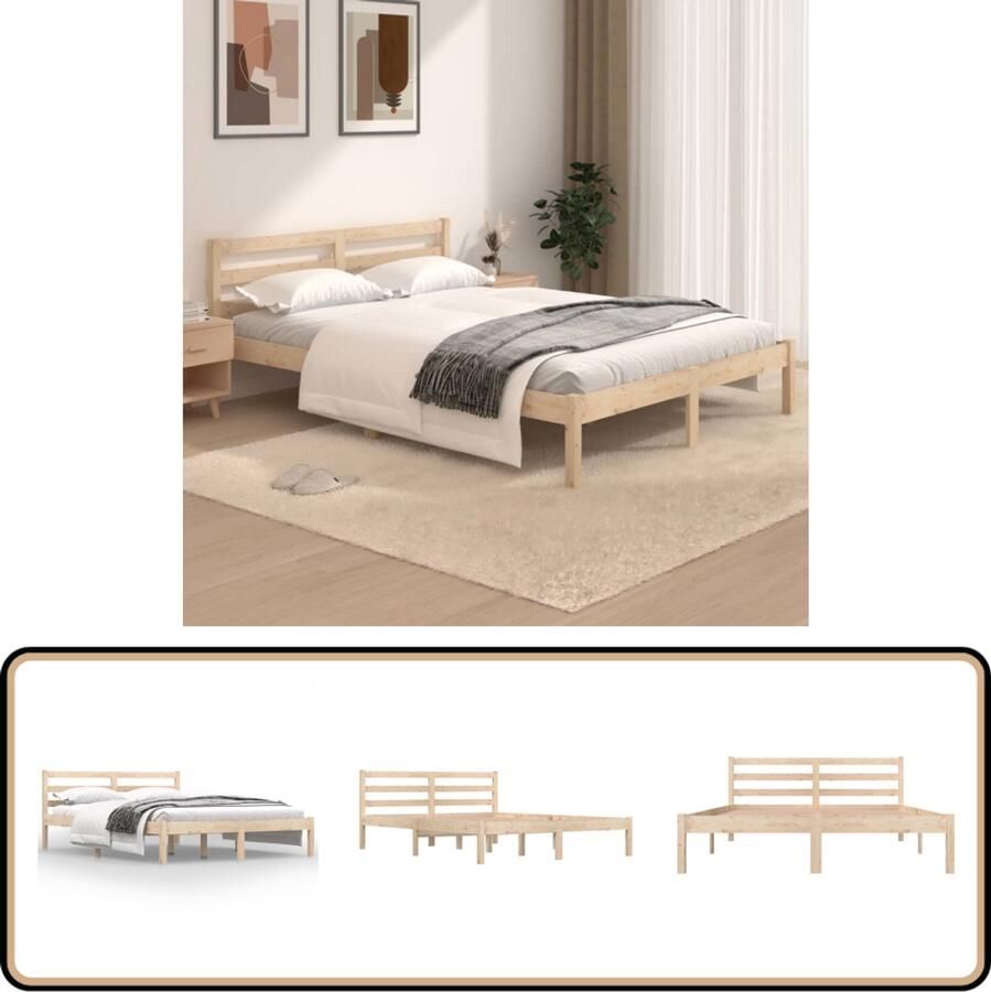 VidaXL Bedframe Grenenhout 120x190 cm Tijdloos Design Houten Bed Frame Grenenhout Bed Massief Houten Bed Frame 120x190 King Size Bed Frame