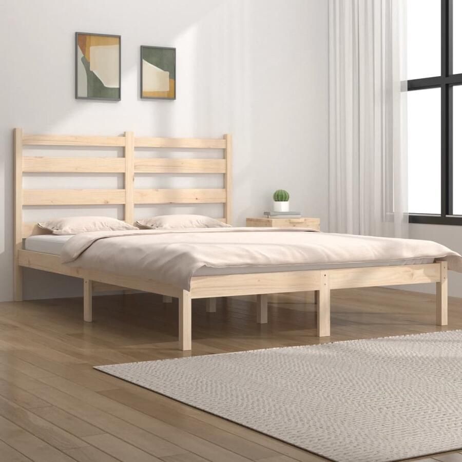 VidaXL Bedframe Grenenhout 120x200 cm Duurzaam Klassieke Bed Frame Houten Bed Frame Grenenhouten Bed Frame Tweepersoons Bed Frame Bed Frame 120x200 Bed Frame Met Hoofdeinde - Foto 2