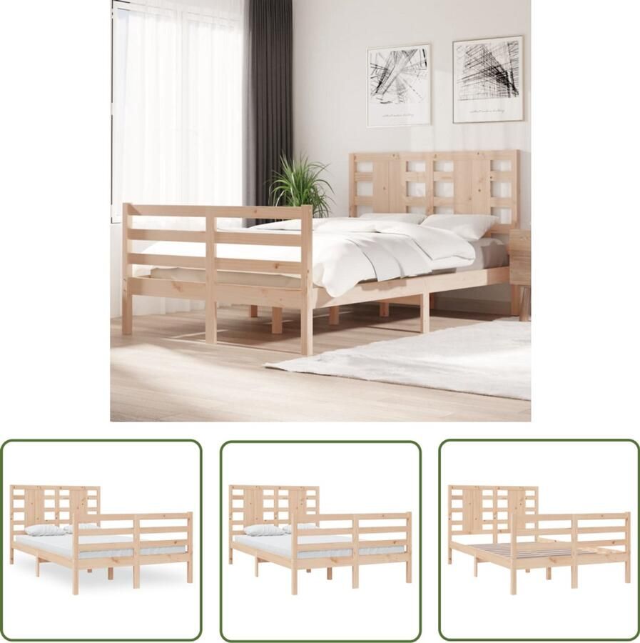 VidaXL Bedframe Grenenhout 120x200 cm Houten Bedframe Massief Grenenhout Bedframe 120x200 Modern Bedframe Design Bedframe