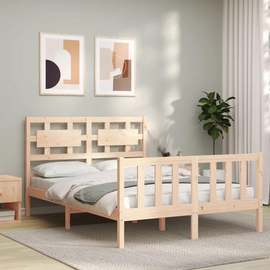 VidaXL Bedframe Grenenhout 120x200 cm Stevig & Stijlvol Massief Grenenhouten Bed Bedframe Houten Bed Slaapcomfort - Foto 2