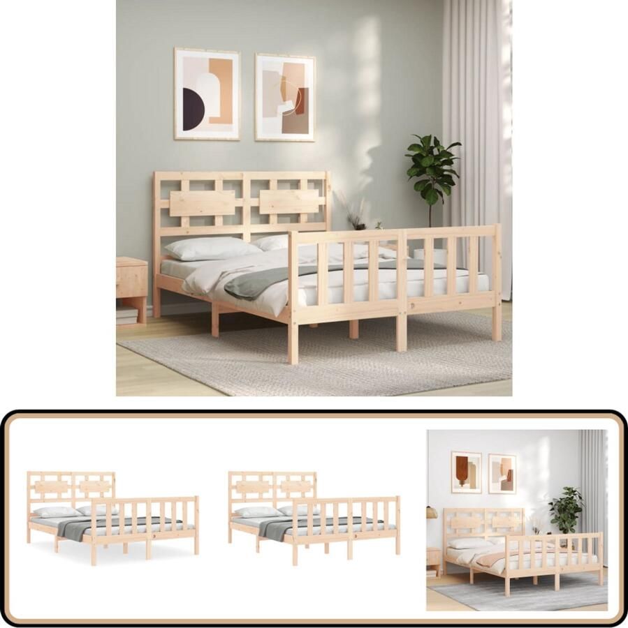 VidaXL Bedframe Grenenhout 120x200 cm Stevig & Stijlvol Massief Grenenhouten Bed Bedframe Houten Bed Slaapcomfort