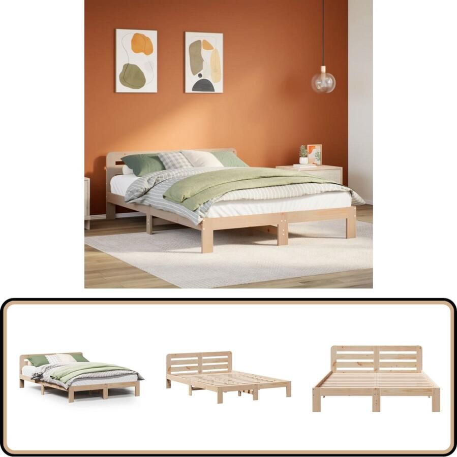 VidaXL Bedframe Grenenhout 120x200 cm Stijlvol Bed Frame Houten Bed Grenenhouten Bed Tweepersoonsbed Boxspring Frame Slaapcomfort Interieurdesign Moderne Slaapkamer Landelijke Slaapkamer Slaapkamersdecoratie