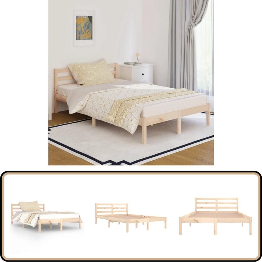 VidaXL Bedframe Grenenhout 120x200 cm Tijdloos Design Houten Bedframe Massief Grenenhout Bedframe Bruin Bedframe 120x200 Tweepersoons Bed Modern Bedframe Landelijk Bedframe