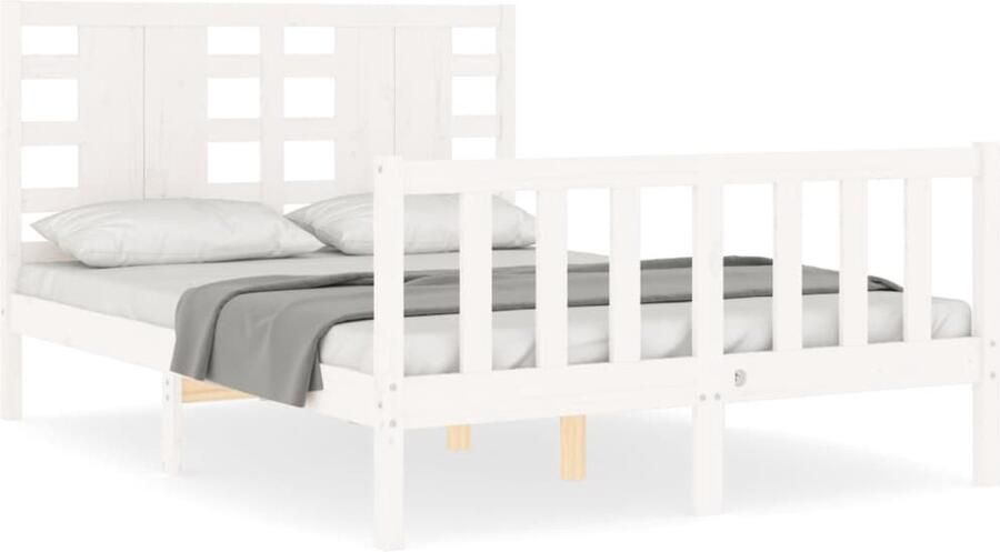 VidaXL Bedframe Grenenhout 120x200 cm Wit Massief Grenenhouten Bed Frame Wit Bed Frame Bed Frame 120x200 Tweepersoons Bed Frame Houten Bed Frame Modern Bed Frame Budget Bed Frame - Foto 2