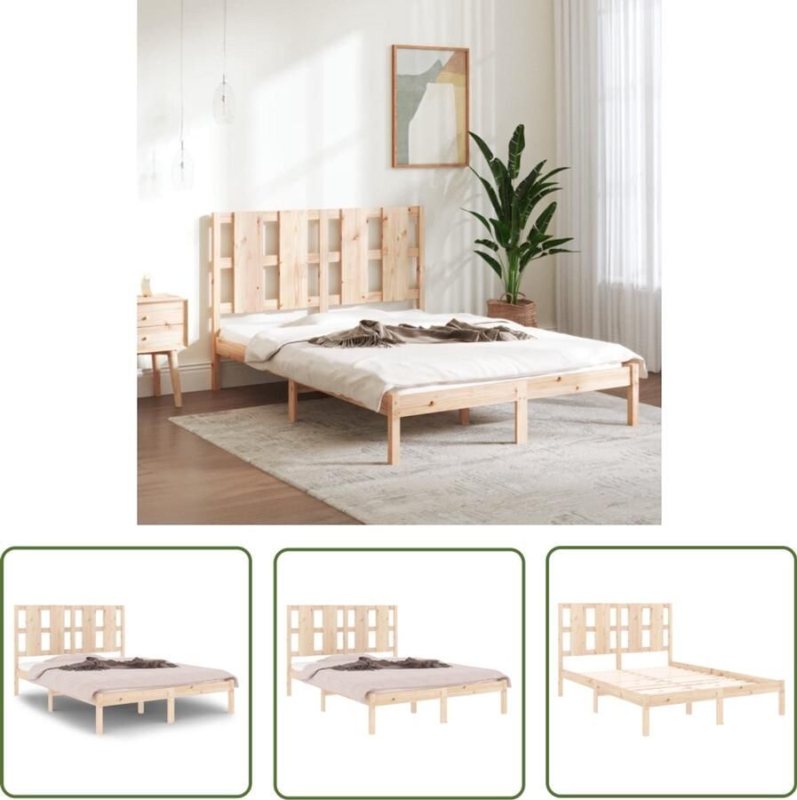 VidaXL Bedframe Grenenhout 120x200 cm zonder matras Houten Bed Frame Grenenhout Bed Massief Hout Bed Tweepersoons Bed King Size Bed Boxspring Bed Modern Bed Landelijk Bed Design Bed