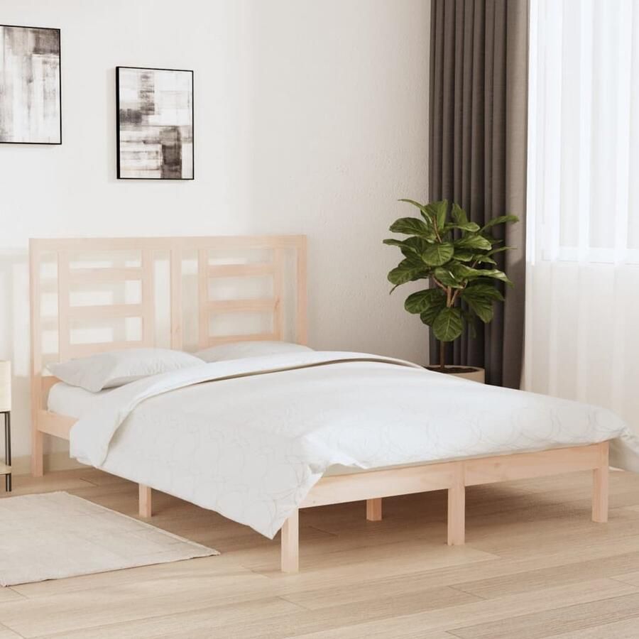 VidaXL Bedframe Grenenhout 140x200 cm Houten Bedframe Modern Bedframe Grenenhout Bedframe King Size Bedframe Tweepersoons Bedframe Slaapkamers Meubels - Foto 2