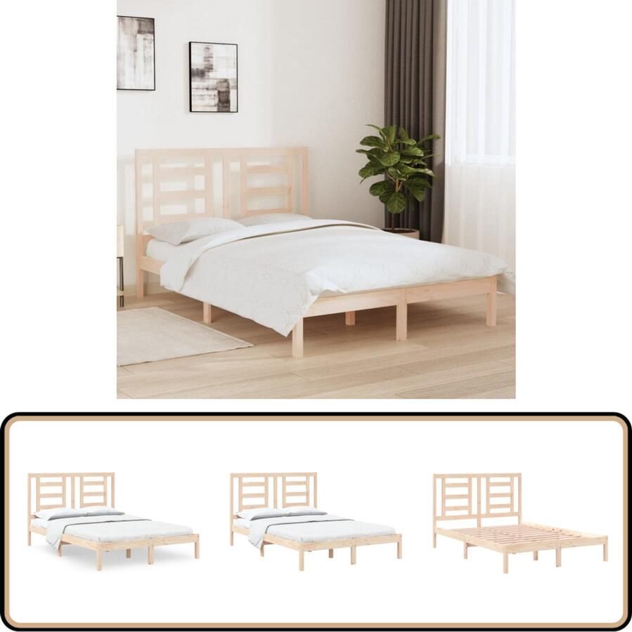 VidaXL Bedframe Grenenhout 140x200 cm Houten Bedframe Modern Bedframe Grenenhout Bedframe King Size Bedframe Tweepersoons Bedframe Slaapkamers Meubels
