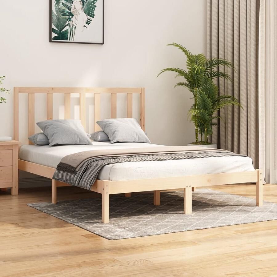 VidaXL Bedframe Grenenhout 140x200 cm Modern Design Houten Bedframe Grenenhout Bedframe Massief Hout Bed Tweepersoons Bed King Size Bed Stapelbare Boxspring Bedsteun - Foto 2