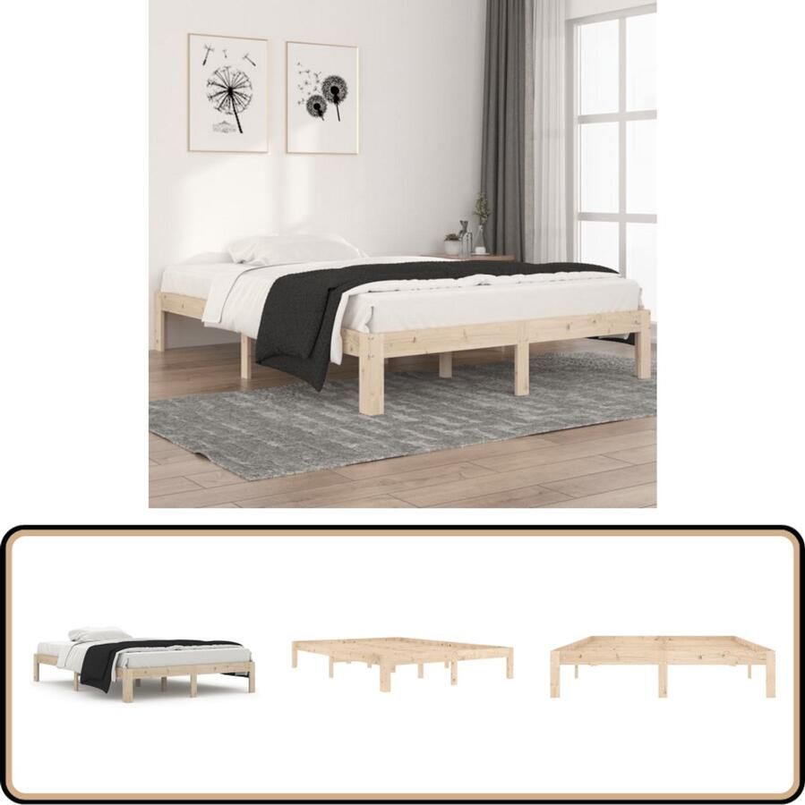 VidaXL Bedframe Grenenhout 140x200 cm Stijlvol & Duurzaam Houten Bedframe Grenenhout Bedframe Massief Hout Bed Modern Bedframe 140x200 Tweepersoons Bedframe