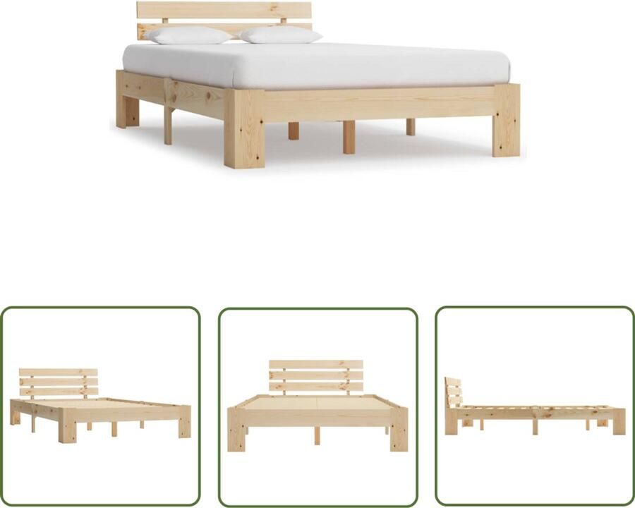 VidaXL Bedframe Grenenhout 140x200 cm Wit Massieve Houten Bedframe Grenenhout Bedframe Tweepersoons Bed Bedframe 140x200 Modern Bedframe Bruine Bedframe