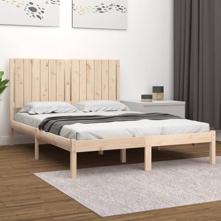 VidaXL Bedframe Grenenhout 140x200 cm Zonder Matras Houten Bedframe Grenenhout Bed Tweepersoons Bed King Size Bed Modern Bed Met Hoofdeinde - Foto 2