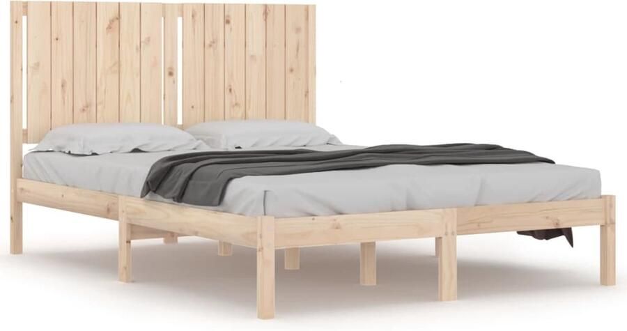 VidaXL Bedframe Grenenhout 140x200 cm Zonder Matras Houten Bedframe Grenenhout Bed Tweepersoons Bed King Size Bed Modern Bed Met Hoofdeinde