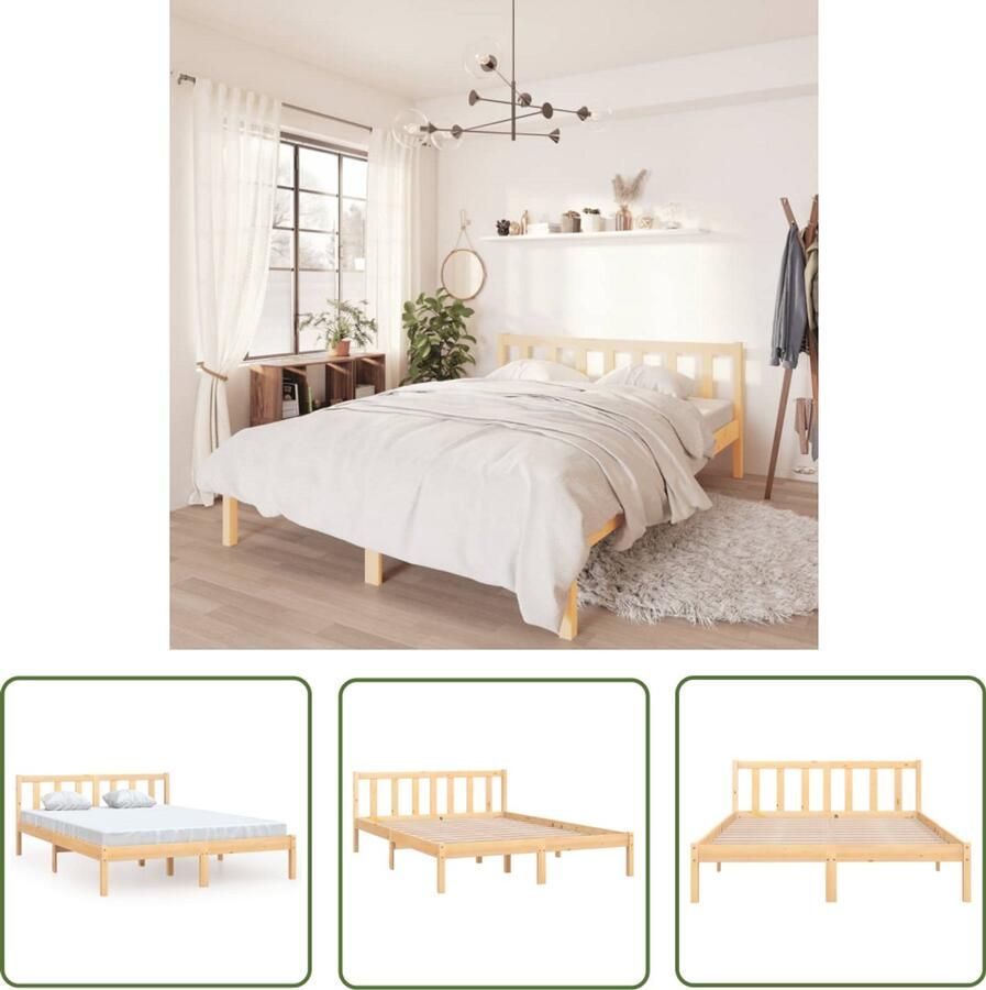 VidaXL Bedframe Grenenhout 160x200 cm Duurzaam Massief Hout Bed Frame Grenenhout Bed Tweepersoons Bed Frame 160x200 Modern Bed Frame Houten Bed