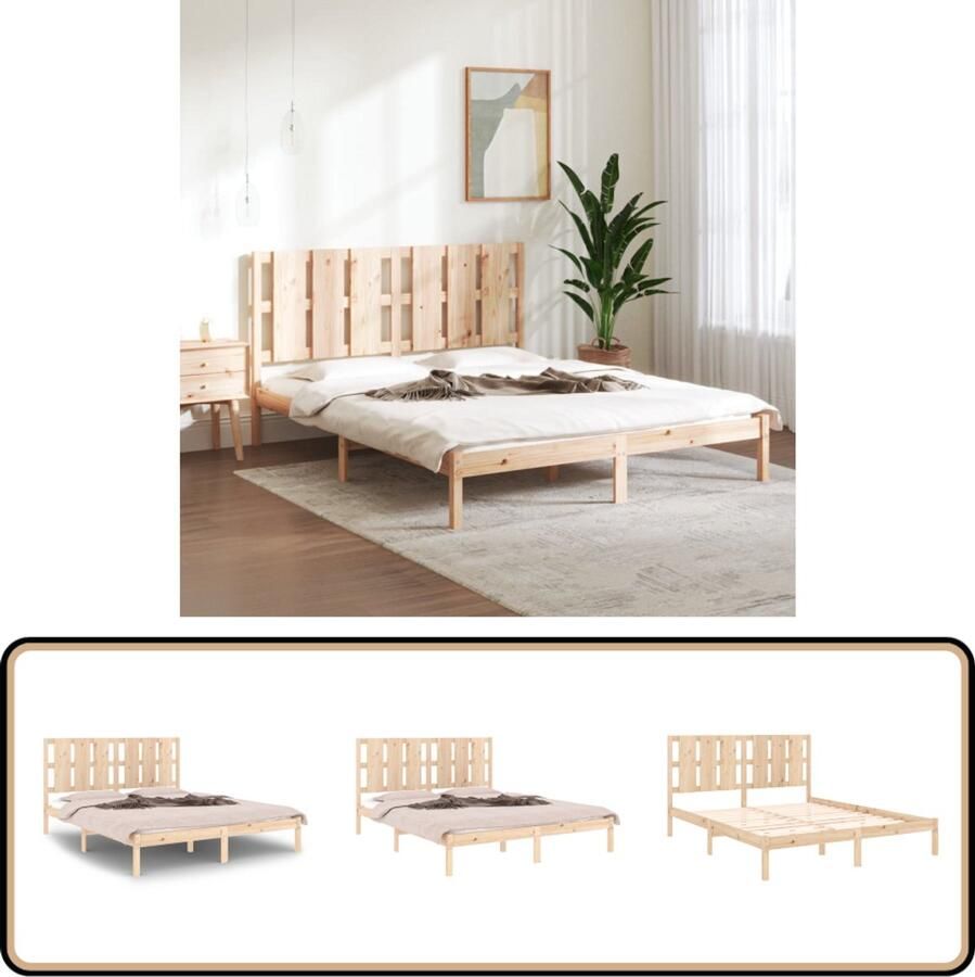 VidaXL Bedframe Grenenhout 160x200 cm Houten Bed Frame Tweepersoons Bed Grenenhout Bed Modern Bed Massief Hout Bed