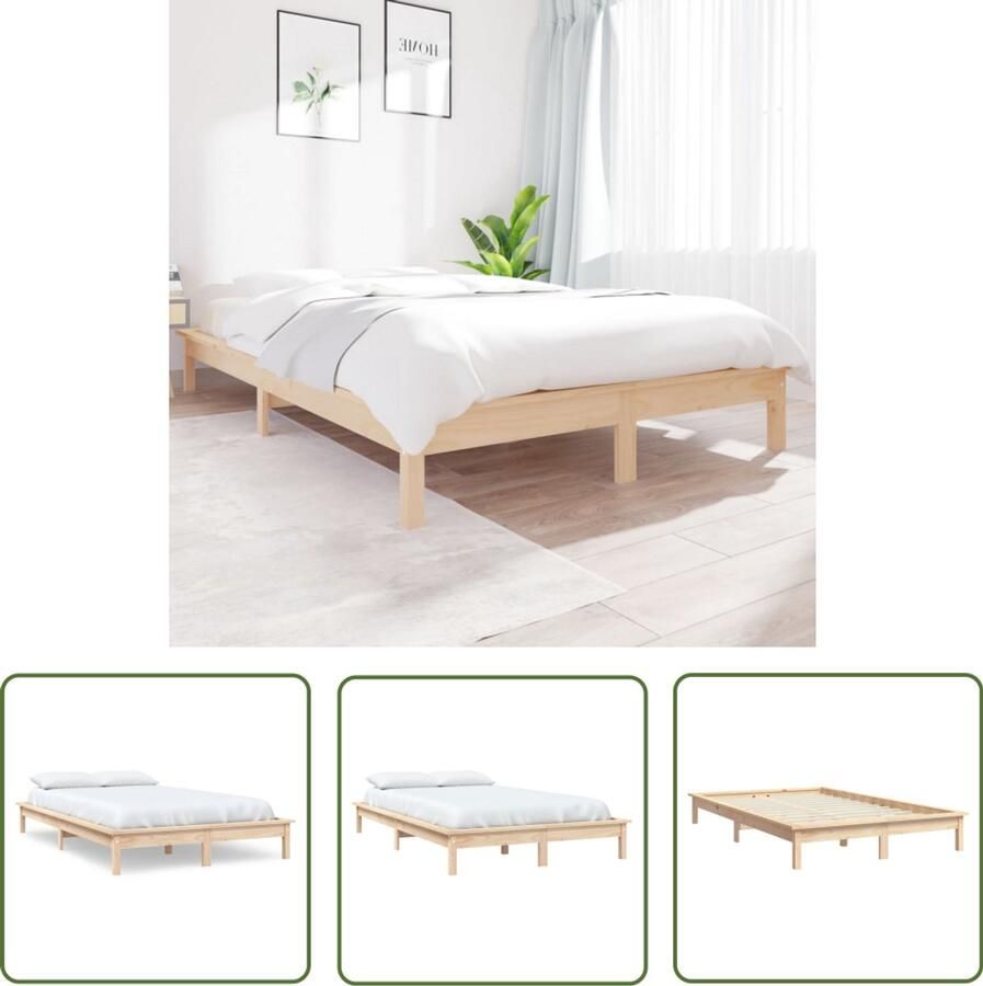 VidaXL Bedframe Grenenhout 160x200 cm Houten Bed Klassiek Bed Grenenhout Bed Massief Houten Bed Tweepersoons Bed Boxspring Bed Frame