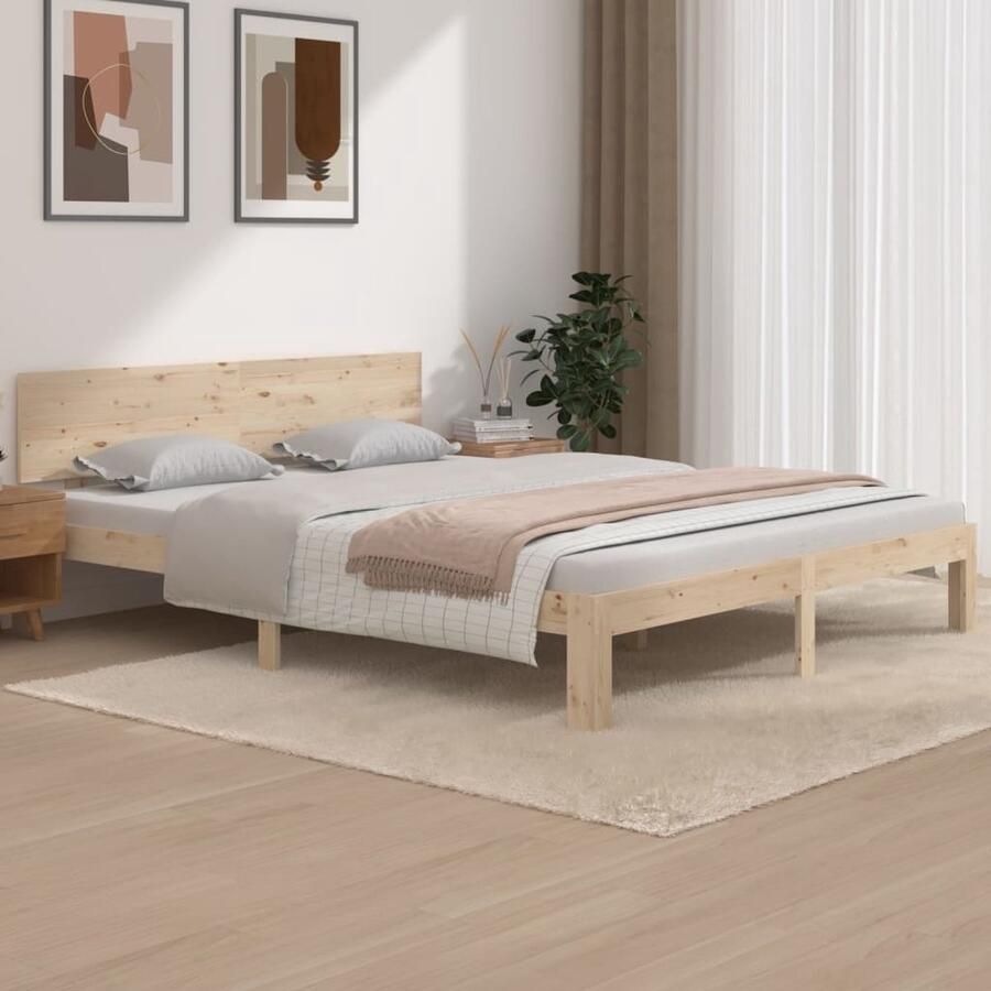 VidaXL Bedframe Grenenhout 160x200 cm Massief Grenenhout Bedframe Hoofdboard Bed Tweepersoons Bed Boxspring Bed Modern Bed Kopen Slaapkamer Meubels - Foto 2