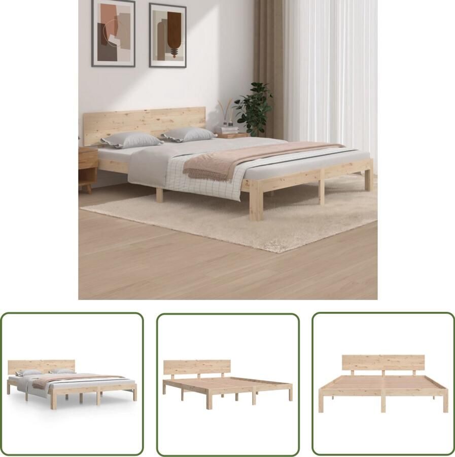VidaXL Bedframe Grenenhout 160x200 cm Massief Grenenhout Bedframe Hoofdboard Bed Tweepersoons Bed Boxspring Bed Modern Bed Kopen Slaapkamer Meubels