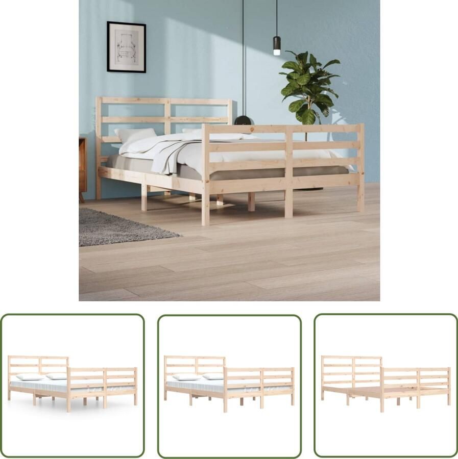 VidaXL Bedframe Grenenhout 160x200 cm Stijlvol & Duurzaam Houten Bedframe Grenenhout Bedframe Massief Hout Bed Tweepersoons Bed King Size Bed Bedframe 160x200 Bedbank