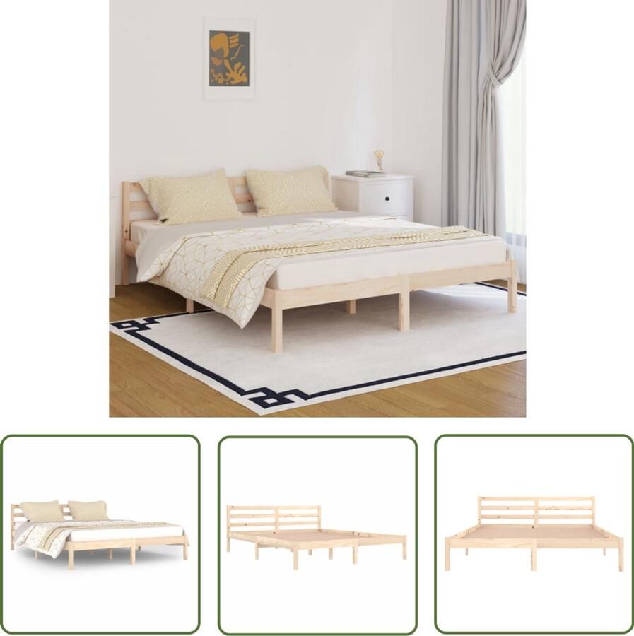 VidaXL Bedframe Grenenhout 160x200 cm Stijlvol & Duurzaam Houten Bedframe Modern Bedroom Grenenhout Bed Frame King Size Bed Tweepersoons Bed