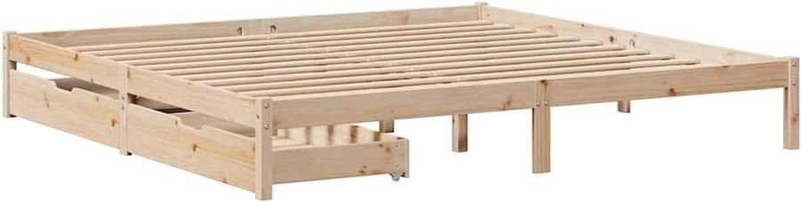 VidaXL Bedframe Grenenhout 200x200 cm Inclusief Lades