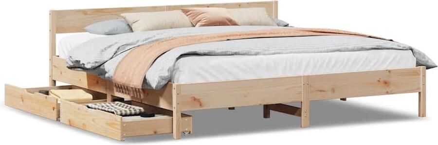VidaXL Bedframe Grenenhout 200x200 cm Inclusief Lades