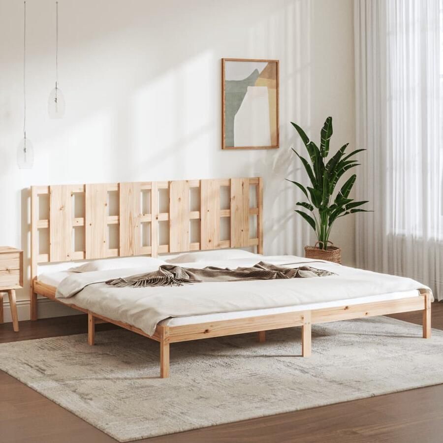 VidaXL Bedframe Grenenhout 200x200 cm Zonder Matras Massief Grenenhout Slaapcomfort Tweepersoons Bed Frame Modern Bed Landelijk Bed Houten Bed - Foto 2