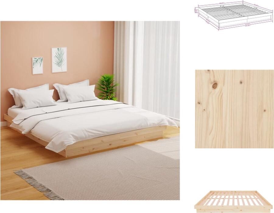 VidaXL Bedframe Grenenhout 204 x 203.5 x 21 cm Rustieke uitstraling Bed