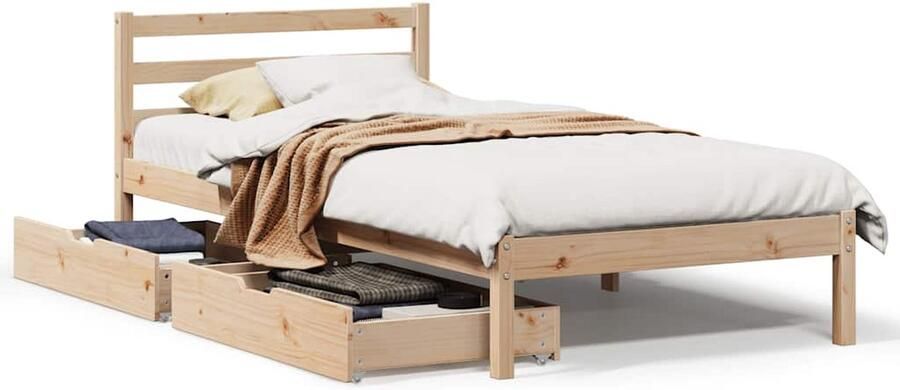 VidaXL Bedframe Grenenhout 90x200 cm Incl. Lades