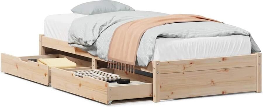 VidaXL Bedframe Grenenhout 90x190 cm met Lades