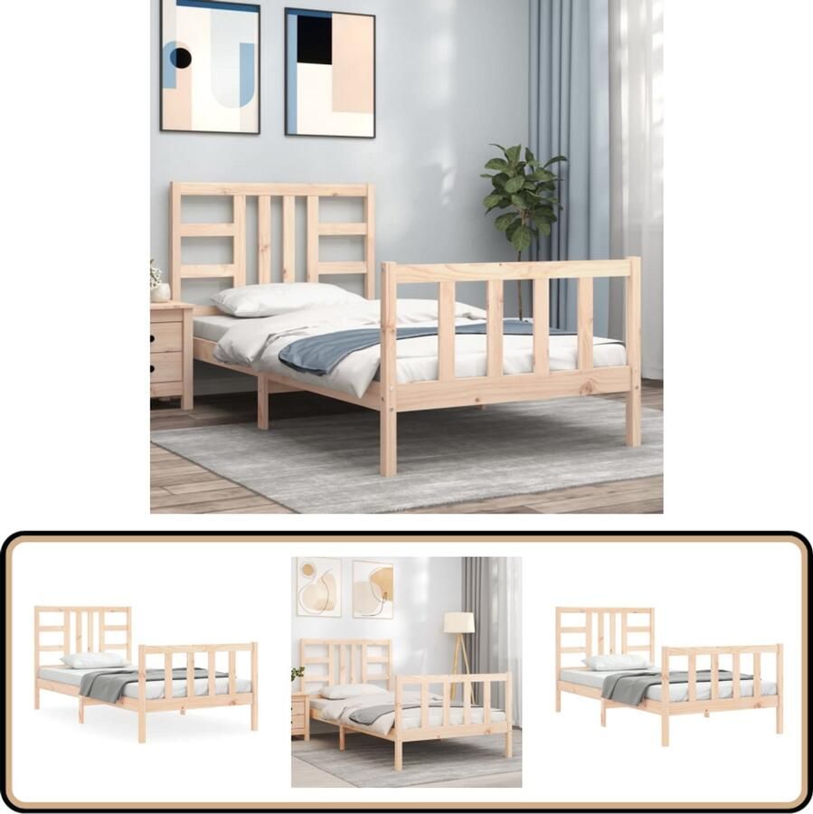 VidaXL Bedframe Grenenhout 90x190 cm Zonder Matras Massief Hout Bed Grenenhout Bed Eengezinsbed Tweepersoonsbed Bed Frame