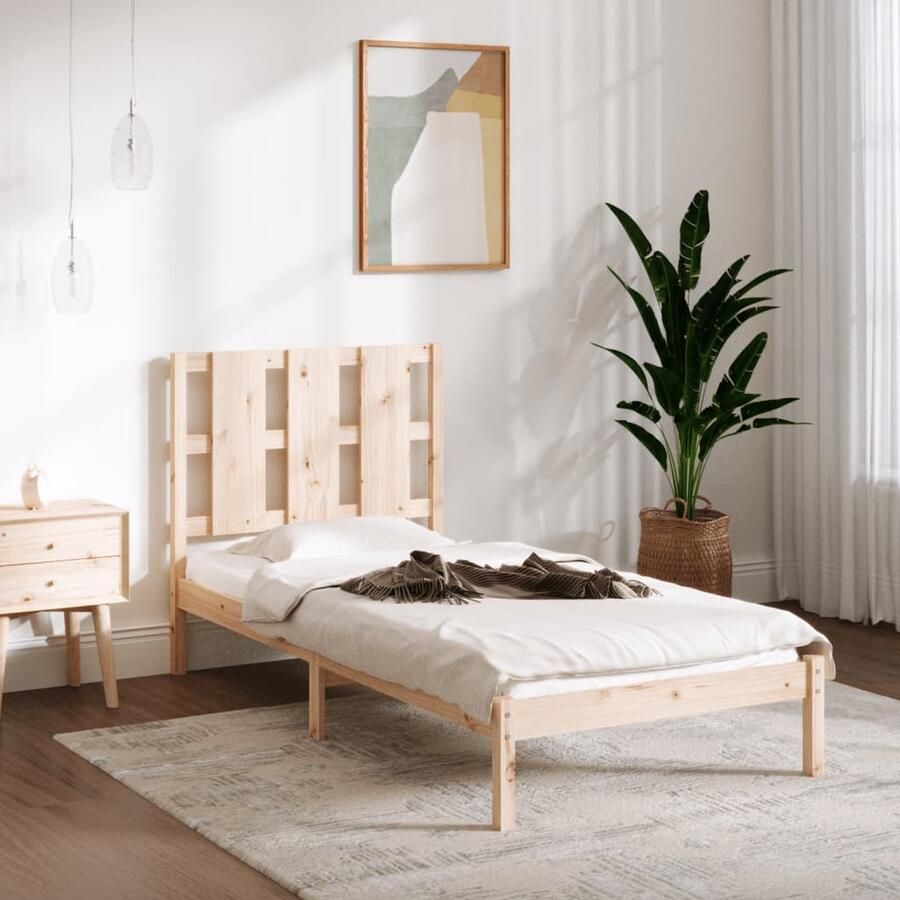 VidaXL Bedframe Grenenhout 90x200 cm Houten Bed Frame Grenenhout Bed Tweepersoons Bed Frame 90x200 Modern Bed Frame Bed Frame Met Hoofdbord - Foto 2