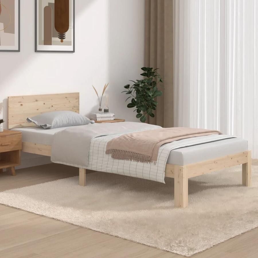 VidaXL Bedframe Grenenhout 90x200 cm Stevig & Stijlvol Houten Bed Frame Grenenhout Bed Modern Bed Landelijk Bed Enkel Bed Tweepersoons Bed Frame Bruin - Foto 2