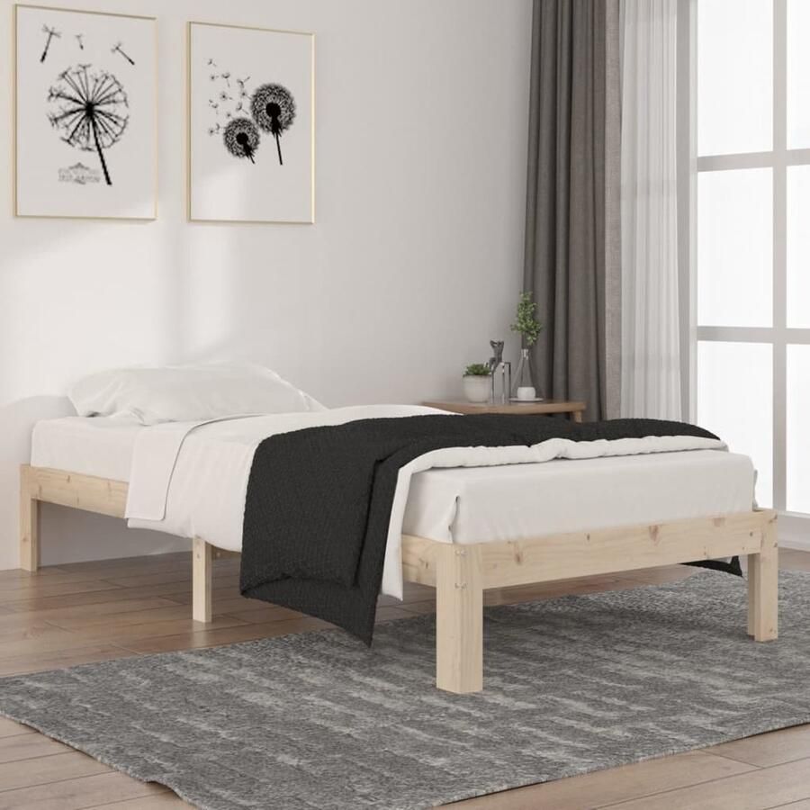 VidaXL Bedframe Grenenhout 90x200 cm Stijlvol & Stevig Houten Bed Frame Grenenhout Bed Enkel Bed Eenpersoonsbed Klein Bed Budget Bed Stapelbare Bedden - Foto 2