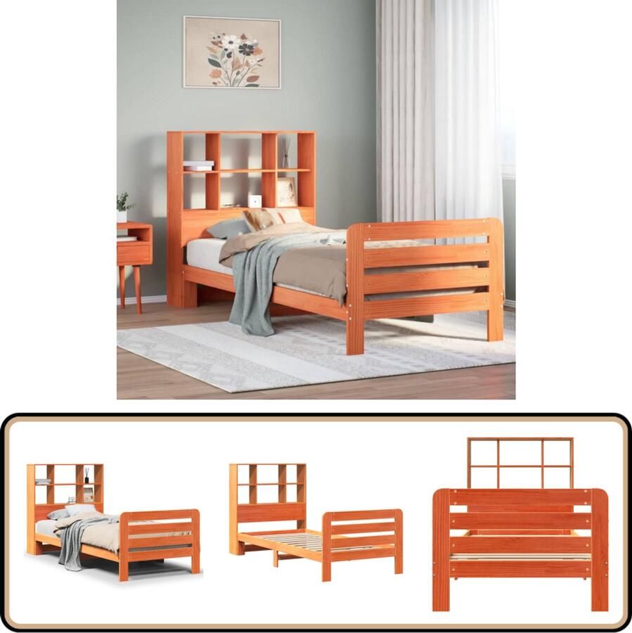 VidaXL Bedframe Grenenhout 90x200 cm Wasbruin Bed Frame Houten Bed Tweepersoonsbed Boxspring Bed Slaapcomfort Modern Bed Minimalistisch Bed Slaapkamerstijl Grenoble Hout Vintage Bed Budget Bed