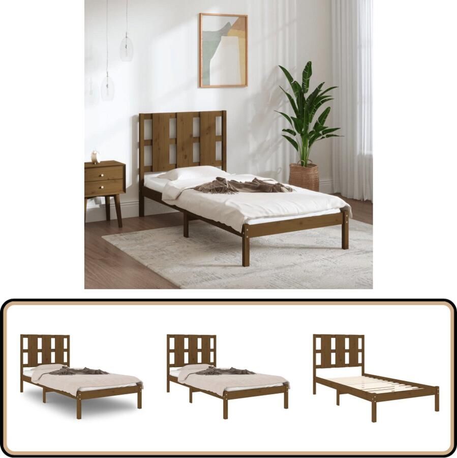 VidaXL Bedframe Grenenhout Honingbruin 100x200 cm Houten Bed Frame Modern Bed Frame Grenenhout Bed Frame Tweepersoons Bed Frame King Size Bed Frame Bed Frame 100x200 Bed Frame Bruin