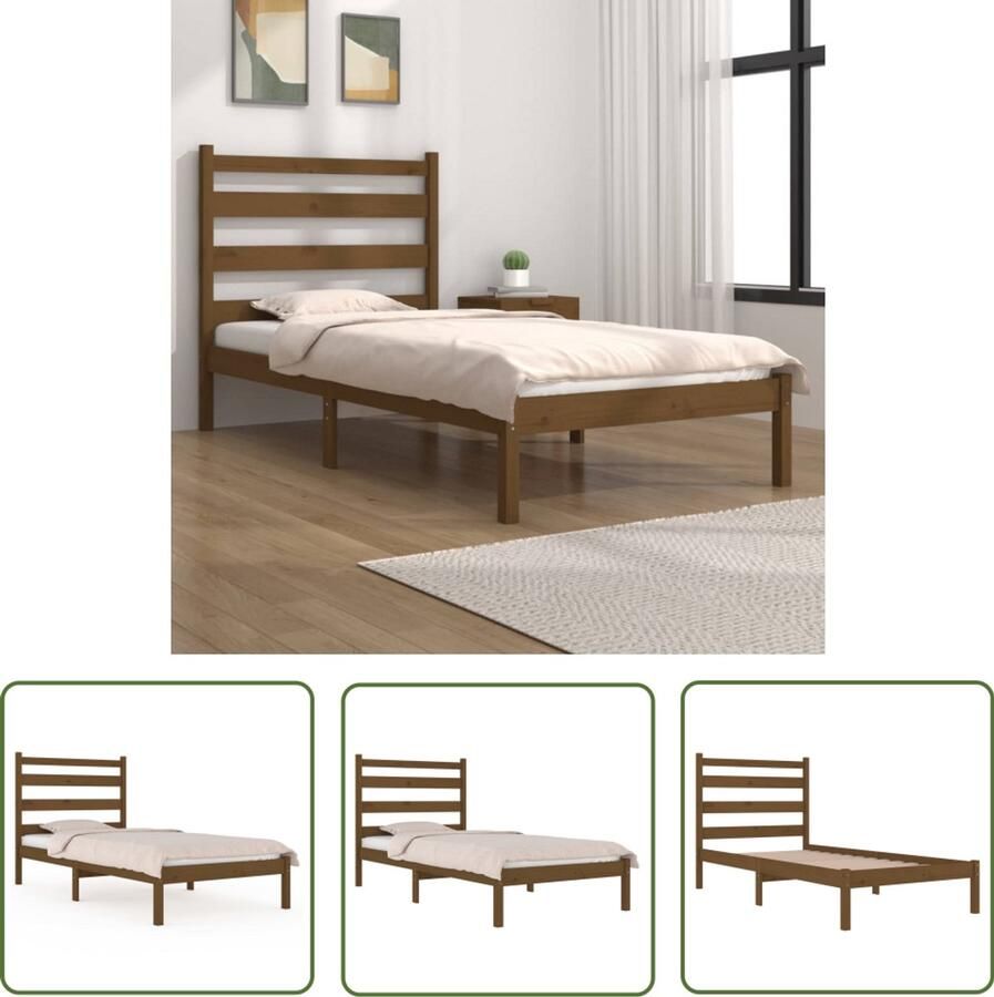 VidaXL Bedframe Grenenhout Honingbruin 100x200 cm Klassieke Bed Frame Houten Bedframe Grenenhouten Bedframe Tweepersoons Bed King Size Bed Slaapcomfort Luxe Bed Design Bed Moderne Slaapkamer