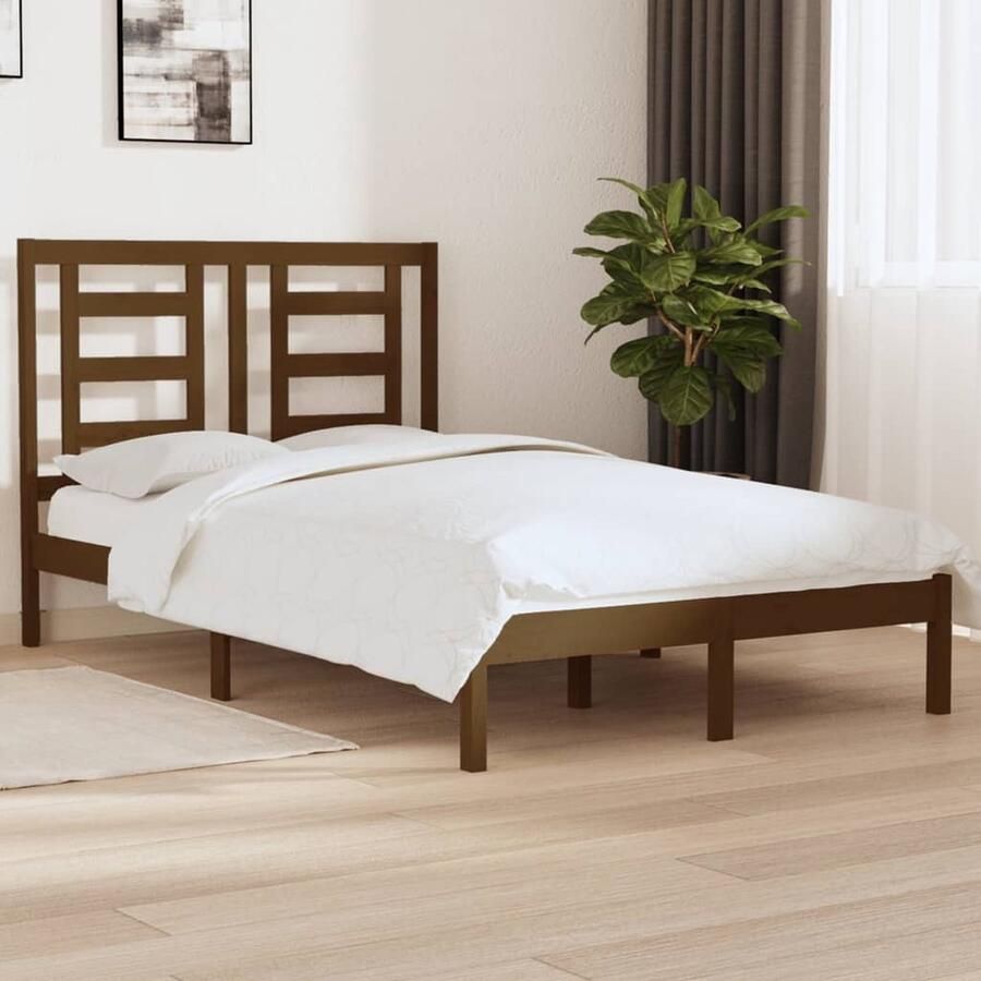 VidaXL Bedframe Grenenhout Honingbruin 120x200 cm Houten Bedframe Massief Grenenhout Honigbruin Bed Tweepersoons Bed Slaapcomfort Bedroom Furniture - Foto 2