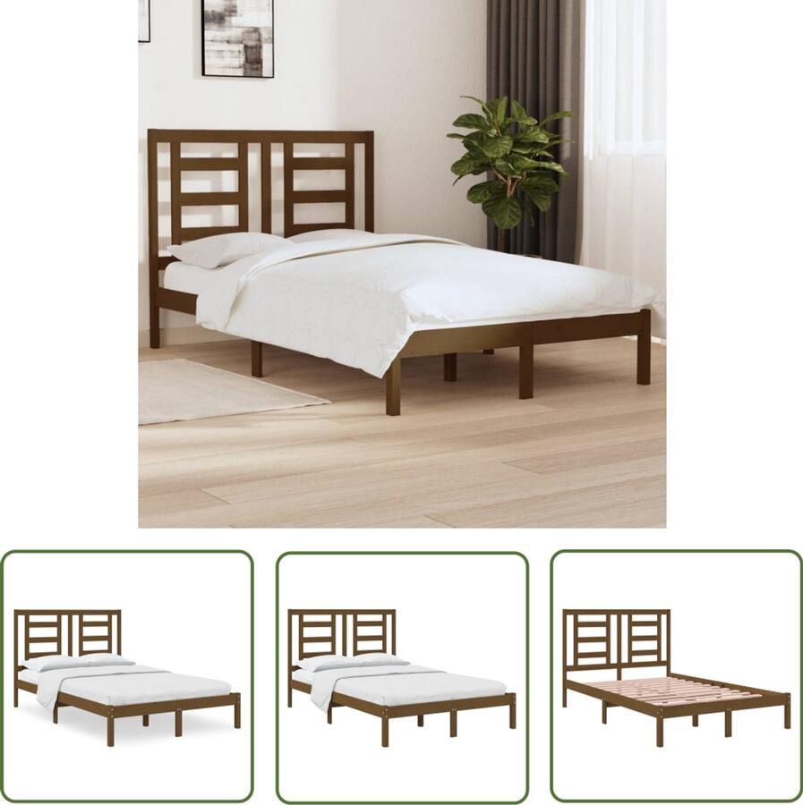VidaXL Bedframe Grenenhout Honingbruin 120x200 cm Houten Bedframe Massief Grenenhout Honigbruin Bed Tweepersoons Bed Slaapcomfort Bedroom Furniture