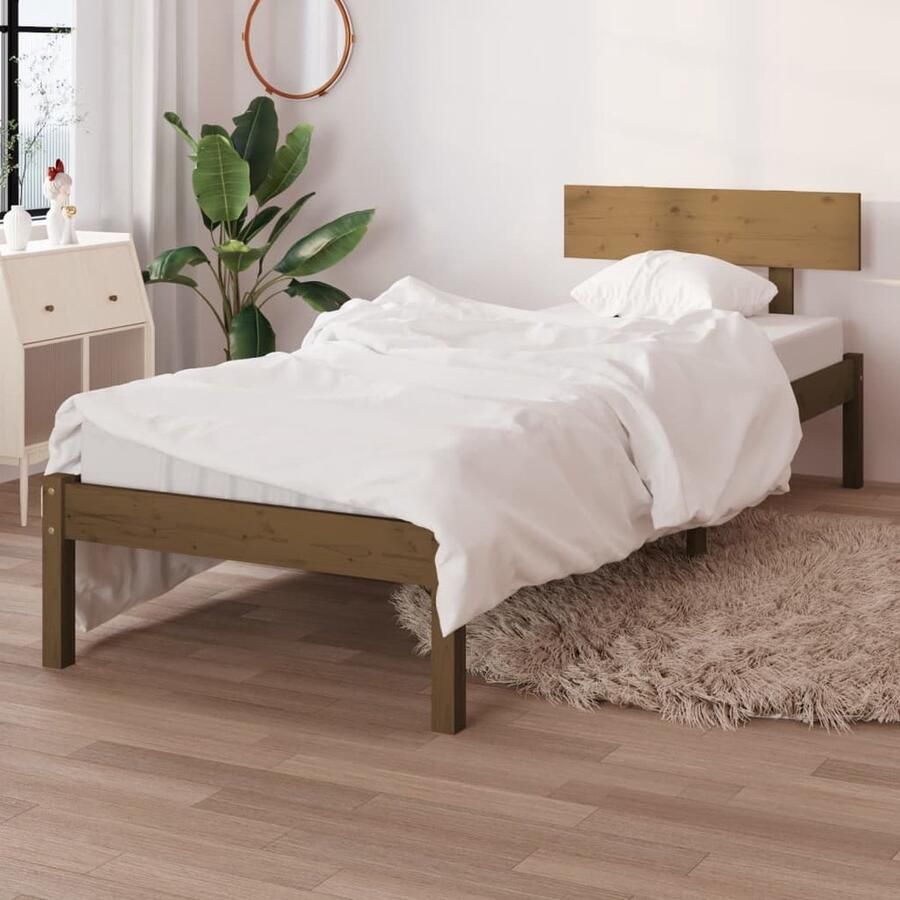 VidaXL Bedframe Grenenhout Honingbruin 90x190 cm Massief Hout Bed Frame Houten Bed Enkel Bed Honig Bruin Bed Kinderbed Tweepersoonsbed Slaap Kamer Meubels - Foto 2