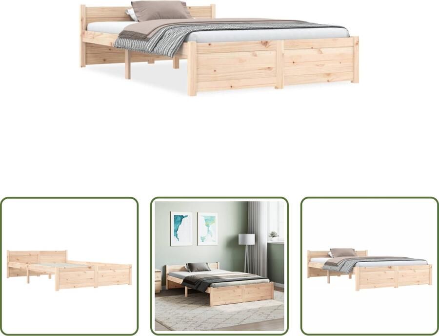 The Living Store Bedframe massief grenenhout 120x190 cm 4FT Small Double Bedframe Bedframes Bed Bedbodem Ledikant Bed Frame Massief Houten Bedframe Slaapmeubel Bedden Bedbodems Ledikanten - Foto 4