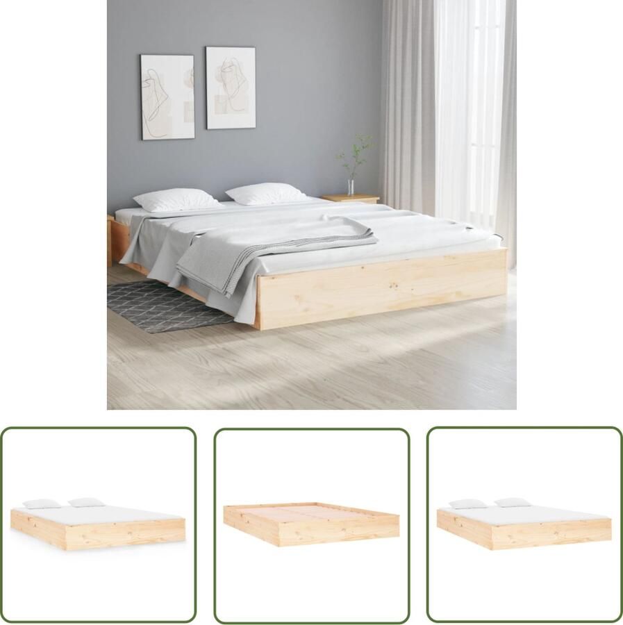 The Living Store Bedframe Grenenhout Bedframe 140 x 190 cm Houten Bedframe Grenenhout Modern Bedframe Bruine Bedframe Tweepersoons Bedframe