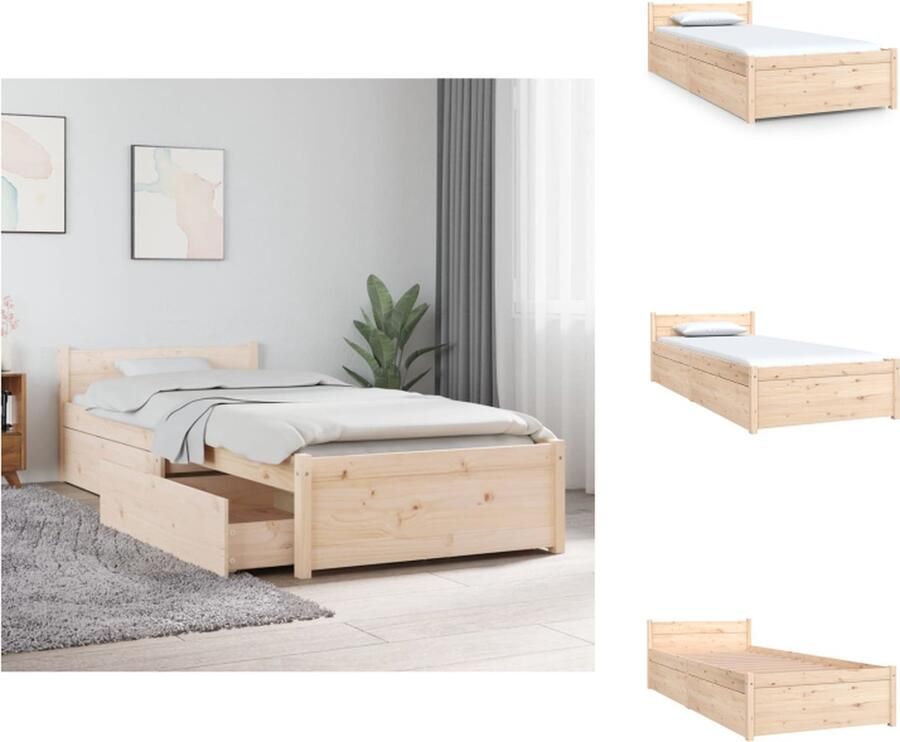 VidaXL Bedframe Grenenhout Opbergfunctie 195.5 x 80.5 x 51 cm Matras 75 x 190 cm Montage vereist Bed - Foto 2