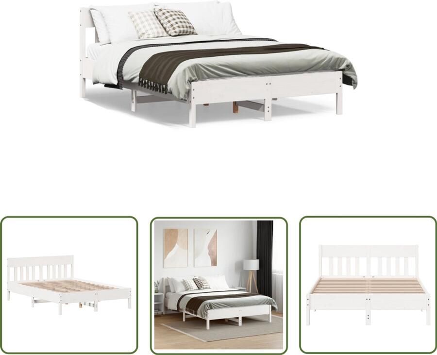 VidaXL Bedframe Grenenhout Wit 120x190 cm Massief Hout Bed Grenenhout Bed Tweepersoonsbed Bedframe Wit Bed Stapelbaar Bed Boxspring Bed