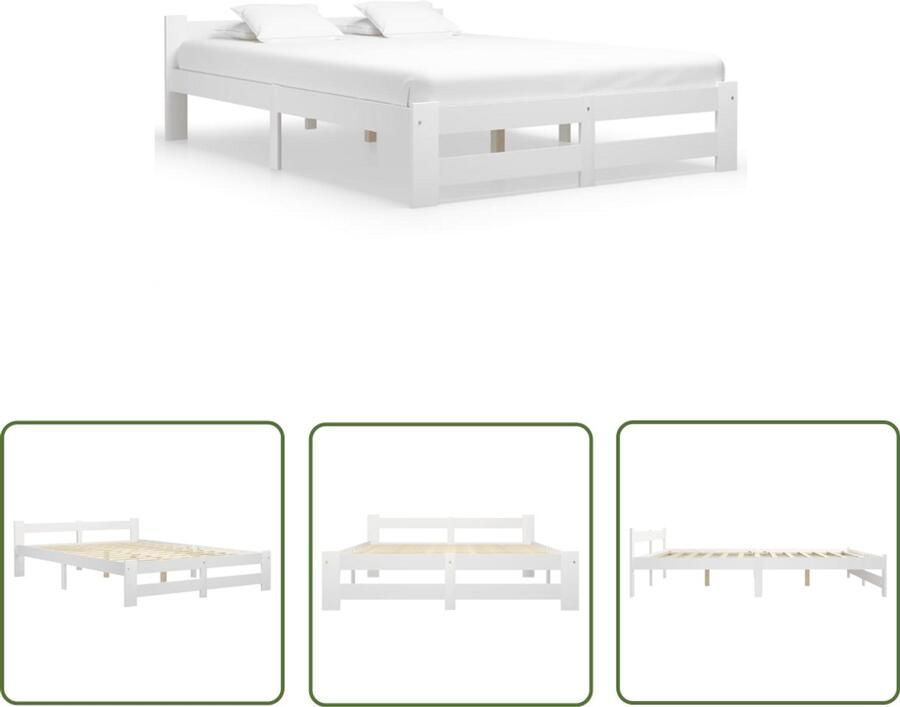 VidaXL Bedframe Grenenhout Wit 120x200 cm Massief Houten Bed Frame Grenenhout Bed Frame Wit Bed Frame Bed Frame 120x200 Tweepersoons Bed Frame