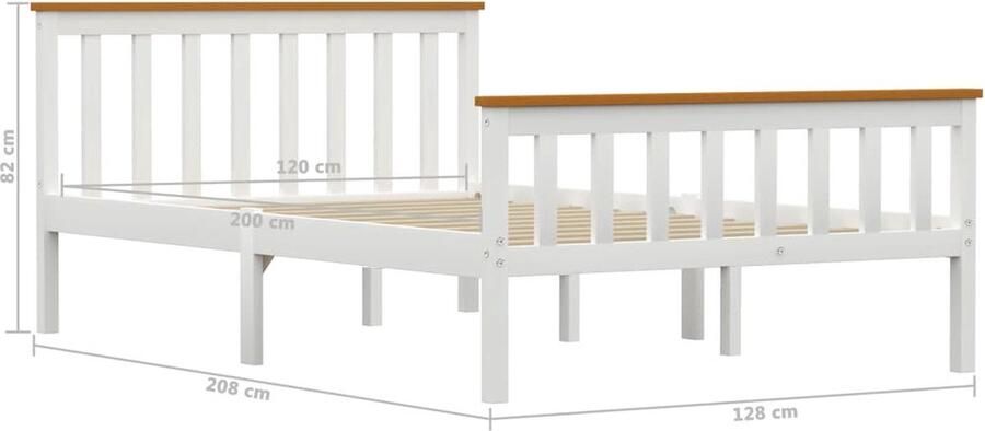 VidaXL Bedframe Grenenhout Wit 120x200 cm Modern Bed Frame Massief Hout Bed Grenenhout Bed Witte Bed Tweepersoons Bed Boxspring Bed Bedroom Furniture Slaapkamer Meubels Bed Kopen