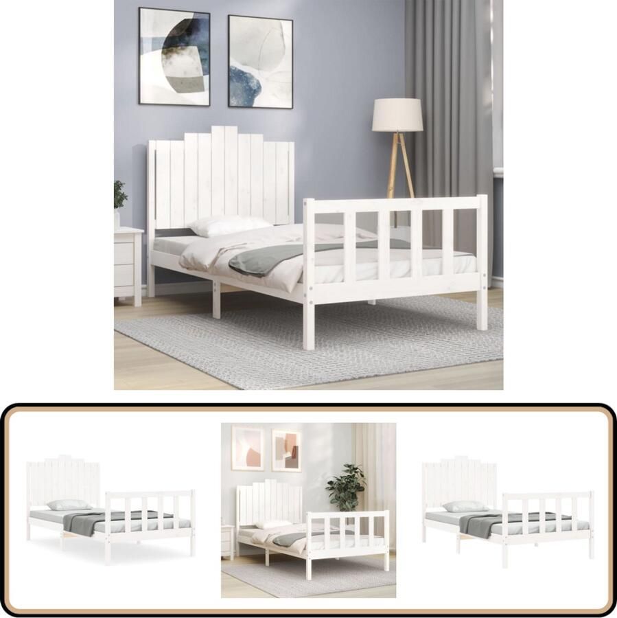 VidaXL Bedframe Grenenhout Wit 140x200 cm Massief Hout Bed Frame Wit Bed Frame Grenenhout Bed Frame Tweepersoons Bed Frame Boxspring Bed Frame Bed Frame Met Lattenbodem