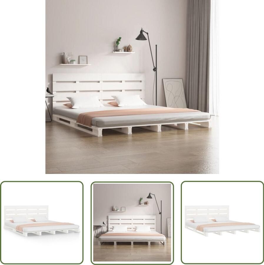 VidaXL Bedframe Grenenhout Wit 150x200 cm Houten Bed King Size Bed Grenenhout Bed Wit Bed Frame Bedroom Furniture