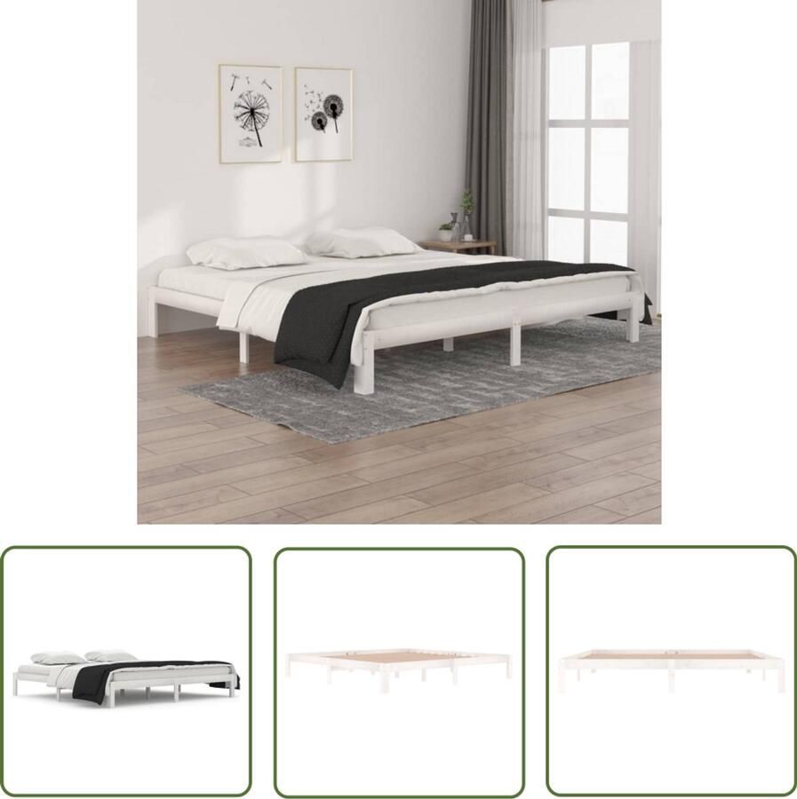 VidaXL Bedframe Grenenhout Wit 200x200 cm Houten Bedframe Tweepersoons Bed Modern Bed Wit Bedframe Kopen Bedframe Online Grenenhout Bedframe