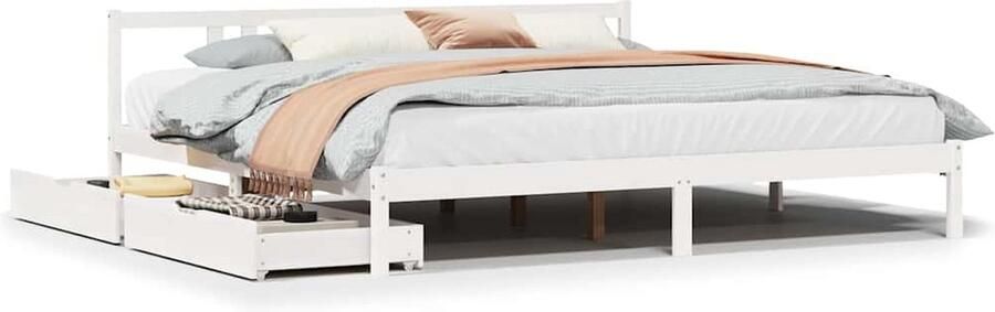 VidaXL Bedframe Grenenhout Wit 200x200 cm